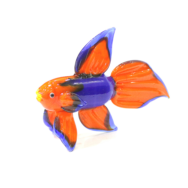 Aquarium Fish For Beginners - Orange Murano Glass Tropical Fish Figurine